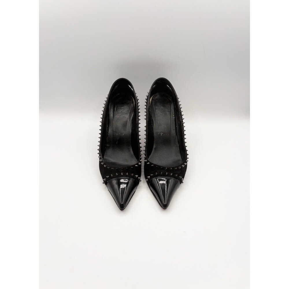 Christian Louboutin Black Spiked Pointed Toe Stiletto Heels Duvette Size EU 36